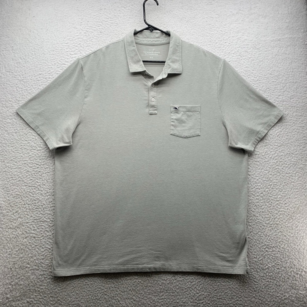 Vineyard Vines Edgardtown Polo Shirt Mens 2XL Gray Pima Cotton Blend Golf Preppy